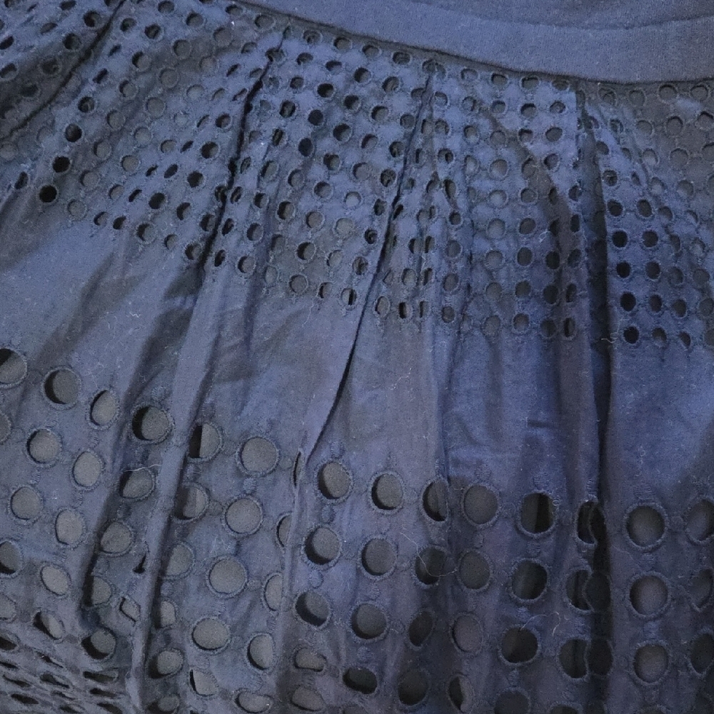 Ann Taylor Navy Knit & Cotton Eyelet Mixed Media Dress - Size L - Picture 4 of 9